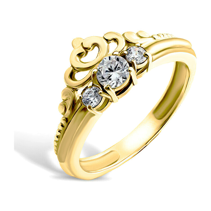 Pierścionek złoty NOBLE z cyrkoniami+korona PX 408 próba 585