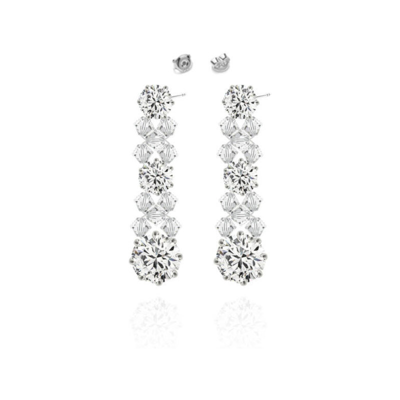 Kolczyki srebrne GRACE z kryształami Swarovski RD 665-CAL crystal próba 925