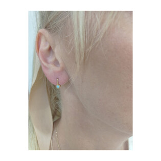 Kolczyki złote dla dziewczynki z turkusem syntetycznym w okrągłej oprawie/ang.zap.  AR ICE6217-TQ próba 585