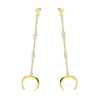 Kolczyki srebrne pozłacane długie z półksiężycem nr JA JA679