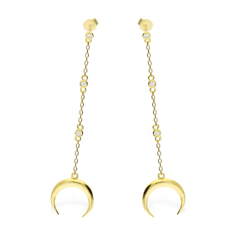 Kolczyki srebrne pozłacane długie z półksiężycem nr JA JA679