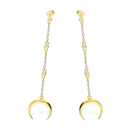 Kolczyki srebrne pozłacane długie z półksiężycem nr JA JA679