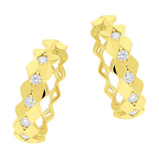 Kolczyki złote ażurowe kółka tafle z cyrkoniami/zatrzask AR XHCE6477-DC-FCZ próba 375