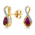 Kolczyki złote z rubinem i diamentami/sztyft LC JE4392-JP6059 Y-RB kropla próba 585