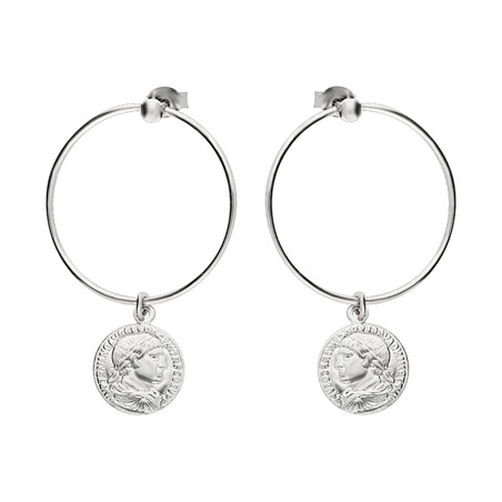 Kolczyki srebrne moneta ruchoma na kole 25mm PW 180 próba 925