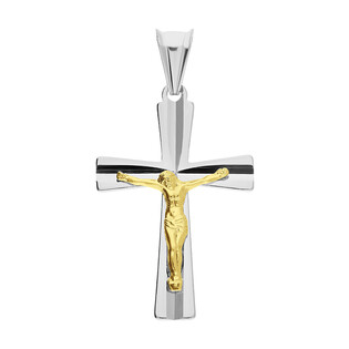 Krzyżyk srebrny z pozłacanym wizerunkiem Pana Jezusa MV GKD051 Z próba 925