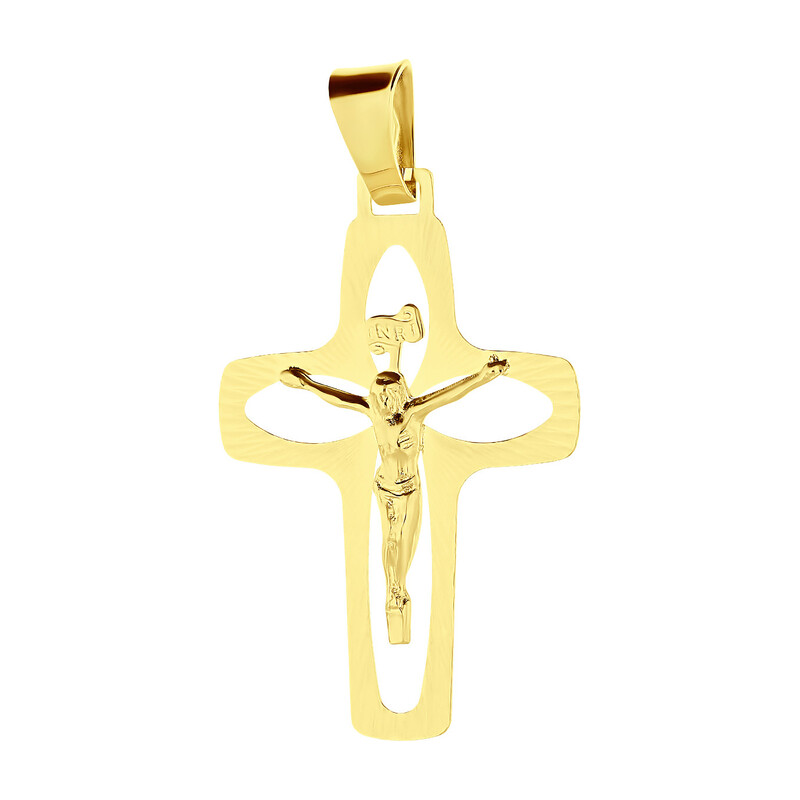 Krzyżyk złoty ażurowy z wizerunkiem Pana Jezusa BC C-559 próba 585