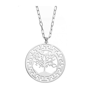 Naszyjnik srebrny drzewo życia w kole z greką/anker PW410 próba 925