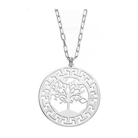 Naszyjnik srebrny drzewo życia w kole z greką/anker PW410 ROD próba 925