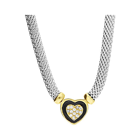 Naszyjnik serce gold z czarną emalią i cyrkoniami/wąż płaski PW 319 próba 925