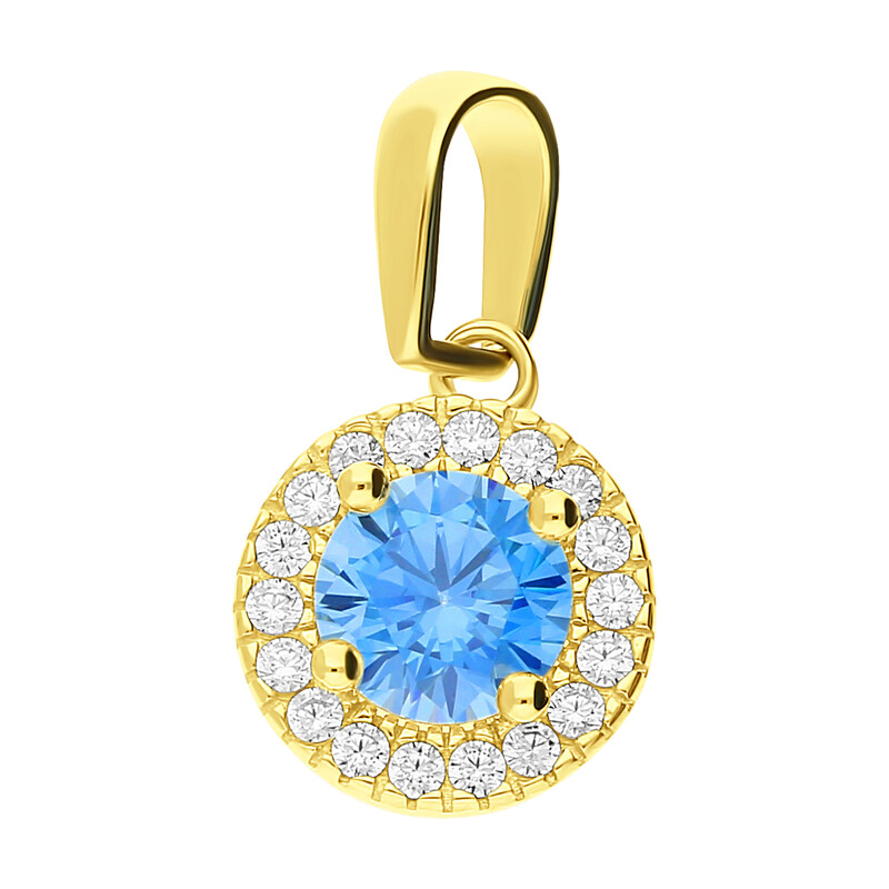 Zawieszka złota okrągła niebieska cyrkonia MZ T23-E-236-CZ-T23-P-1874-CZ-Aq próba 375