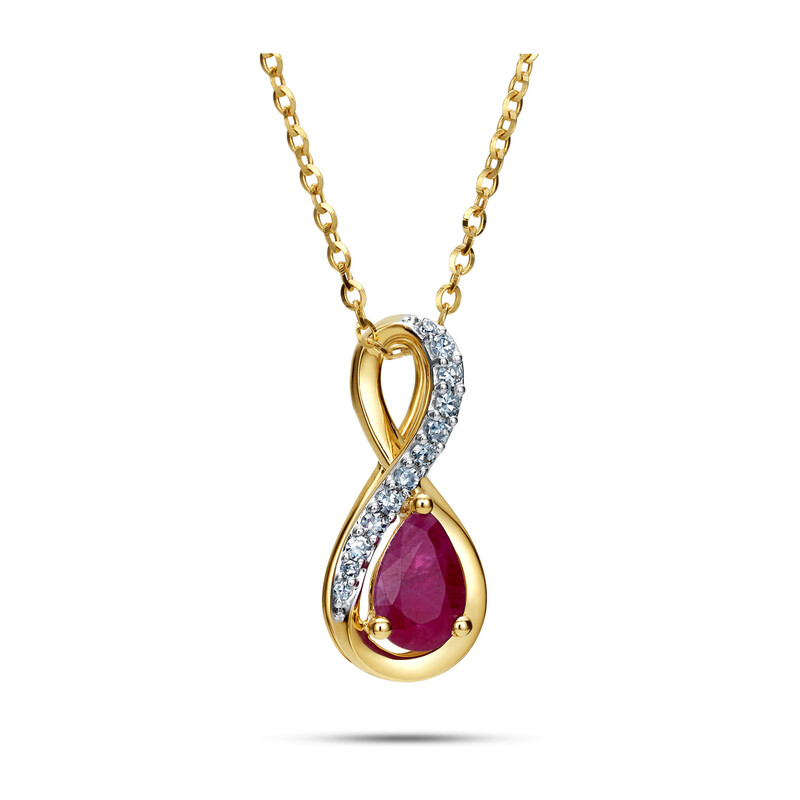 Zawieszka złota z rubinem i diamentami LC JE4392-JP6059 Y-RB kropla twi próba 585