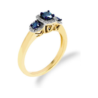 Pierścionek zaręczynowy z diamentami niebieskimi RQ 252M BLUE DIAMOND x3 próba 585 NOBLE