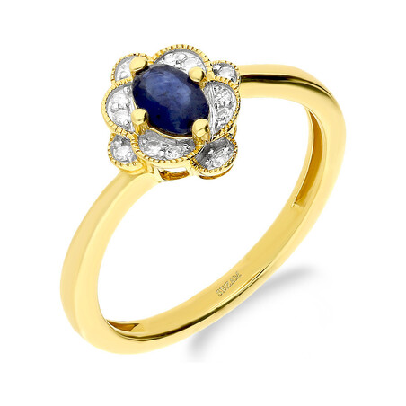 Pierścionek złoty z szafirem i diamentami LC JR11733-JE4780 Y-SAP próba 585