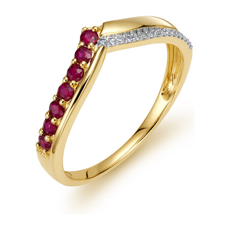 Pierścionek złoty z rubinem i diamentami LC JR10396 Y-RB próba 585
