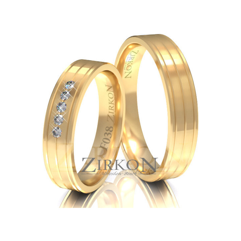 Złote Obrączki Ślubne z Diamentami pr. 585 ZI F-038 - JubilerSezam.pl