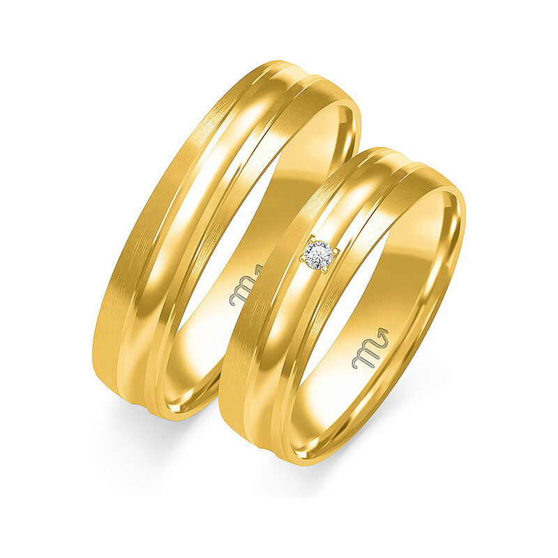 Złote Obrączki Ślubne z Diamentem pr. 585 ZO O-299 - JubilerSezam.pl