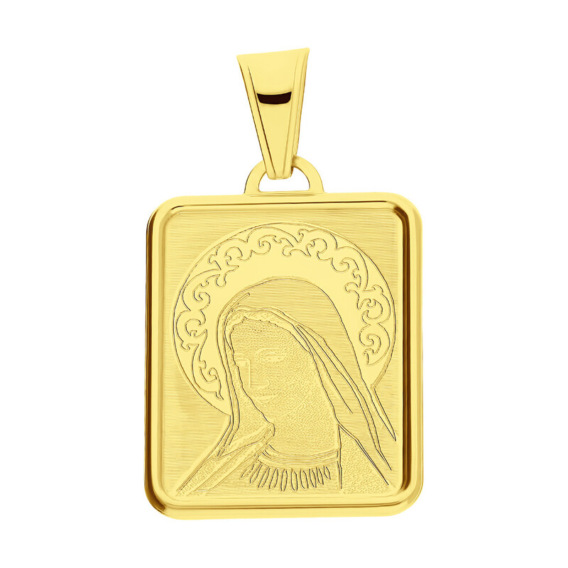 Medalik złoty z Matką Fatimską w prostokącie OS 204-IP69-40 laser próba 585