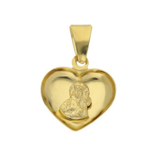 Medalik złoty z wizerunkiem Matki Boskiej Częstochowskiej w sercu nr MV M-1216-2 próba 585