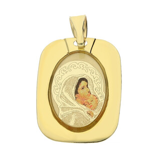 Medalik złoty z wizerunkiem Matki Boskiej Cygańskiej nr CB M-1177-IC03 emalia próba 585 