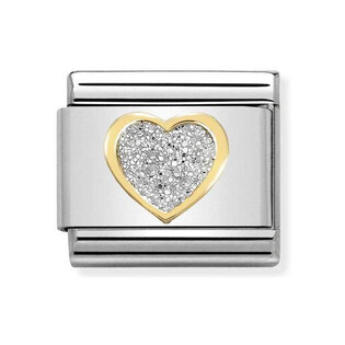 Element link 18K Serce z brokatem NP 030220 02