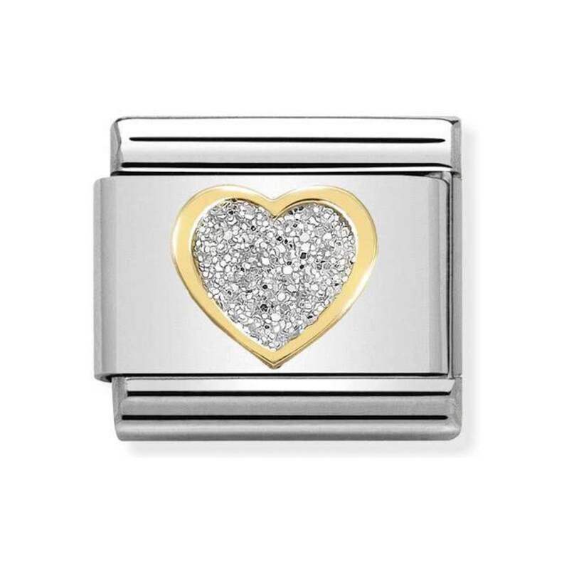 Element link 18K Serce z brokatem NP 030220 02