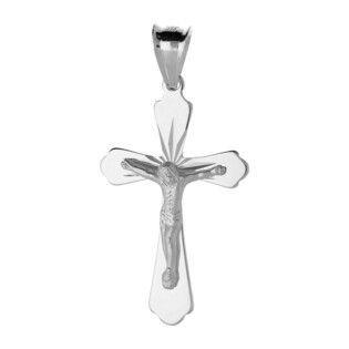 Krzyżyk srebrny z wizerunkiem Pana Jezusa ramiona falbanki MV GKD062 próba 925