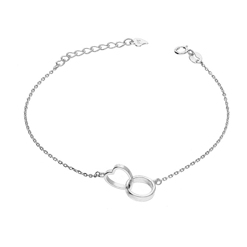 Bransoleta srebrna klanówka kółko i serce/anker A0 DA662 próba 925