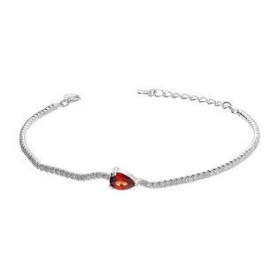 Bransoleta srebrna czerwona kropla i rząd cyrkonii HS1441 czerwony próba 925
