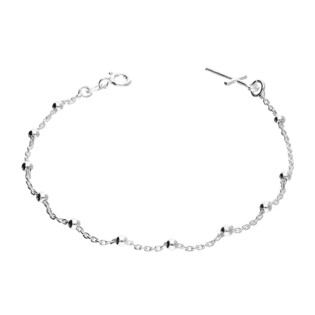 Bransoleta srebrna gładkie paciorki i krzyżyk PW435 próba 925