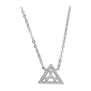 Naszyjnik srebrny ażurowy trójkąt z cyrkoniami/rolo TB 00596 próba 925