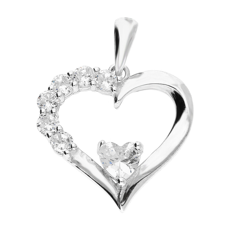 Serduszko srebrne do zawieszenia z białymi cyrkoniami TB 17185 próba 925