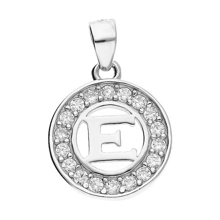 Literka srebrna E w kółku z cyrkoniami TB1965-E w kółku próba 925