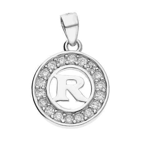 Literka srebrna R w kółku z cyrkoniami TB1965-R w kółku próba 925
