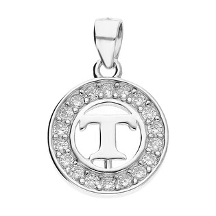 Literka srebrna T w kółku z cyrkoniami TB1965-T w kółku próba 925