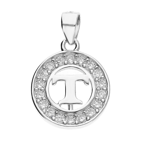 Literka srebrna T w kółku z cyrkoniami TB1965-T w kółku próba 925