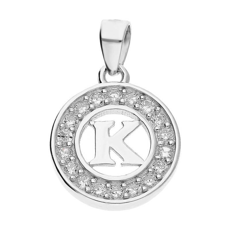 Literka srebrna K w kółku z cyrkoniami TB1965-K w kółku próba 925