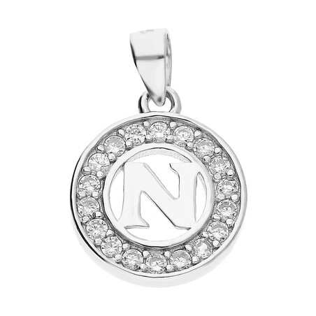 Literka srebrna N w kółku z cyrkoniami TB1965-N w kółku próba 925