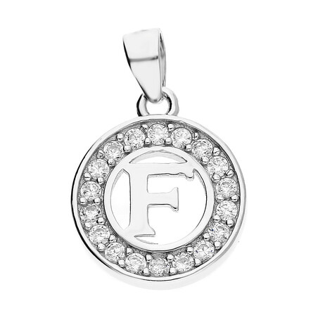Literka srebrna F w kółku z cyrkoniami TB1965-F w kółku próba 925