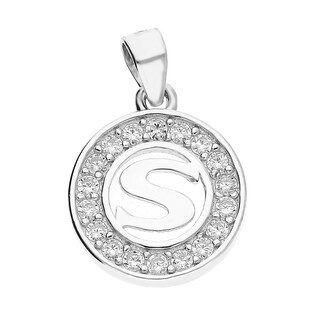 Literka srebrna S w kółku z cyrkoniami TB1965-S w kółku próba 925