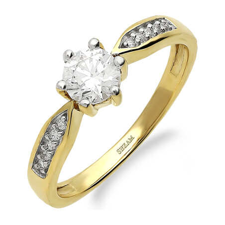 Pierścionek cyrkonia 6ł+drobne w szynie DJ PREMIUM199M próba 585