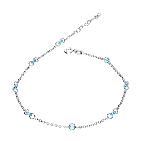 Bransoleta srebrna na nogę z niebieskimi cyrkoniami PW 455 cyrkonia faset jn próba 925