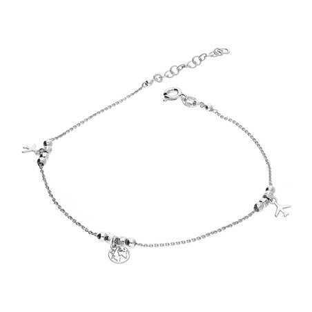Bransoleta srebrna na nogę samolot, globus i kulki PW 460 samolot+globus+kulki próba 925