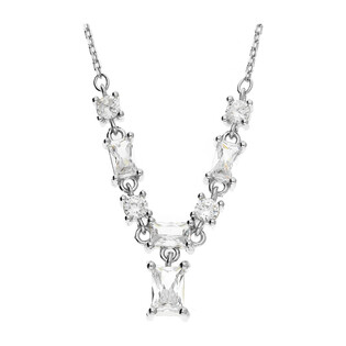 Naszyjnik srebrny bagiety z cyrkonii/anker PW468 próba 925