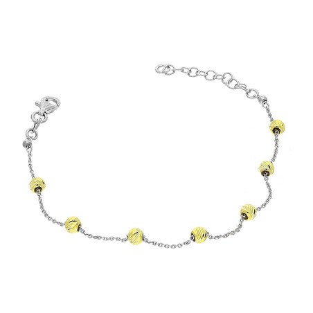 Bransoleta srebrna grawerowane pozłacane kulki/anker PW482 2kolory próba 925