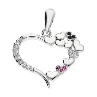 Serduszko srebrne ramka z cyrkoniami i serduszkami  TB 18762 próba 925