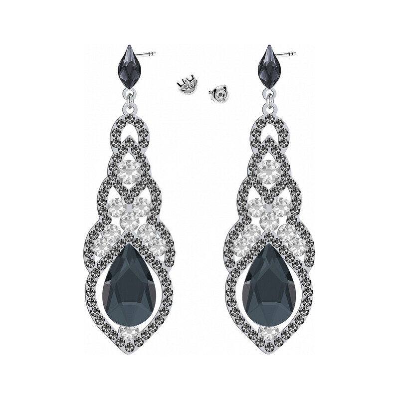 Kolczyki srebrne GRACE z szarymi i białymi kryształami Swarovski RD 735-253SINICR crystal próba 925