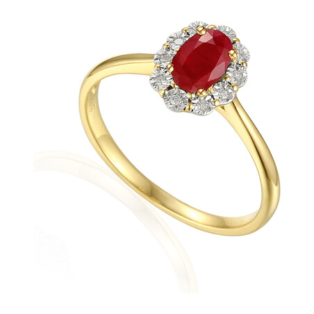 Pierścionek rubin 0,60ct bryl 0,04ct  AW 53509 YW-RU owal Markiza Magi próba 585