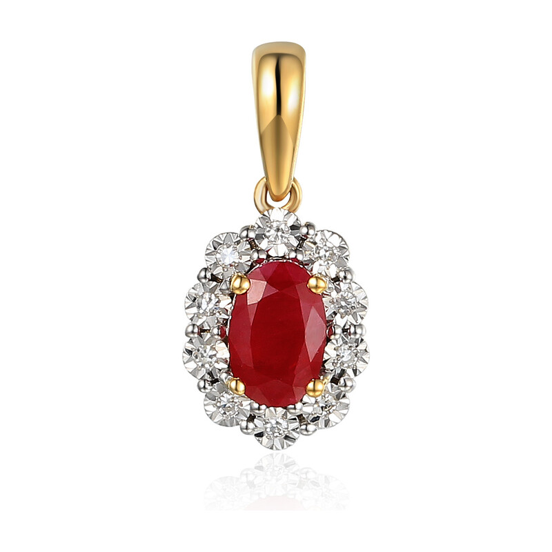 Zawieszka rubin 0,52ct bryl 0,03ct AW 53509 YW-RU owal Markiza Magi próba 585