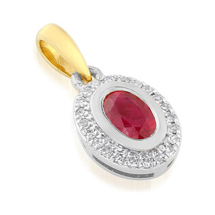 Zawieszka rubin 0,32ct bryl 0,050ct AW 46623 YW-RU owal Markiza próba 585